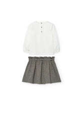 Conj. Camiseta punto elástico y Falda punto cuadros